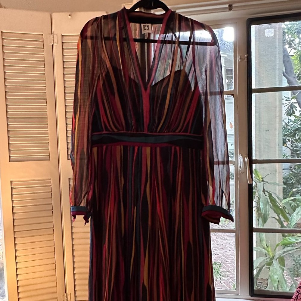 Anne Klein Striped Fit & Flare Dress